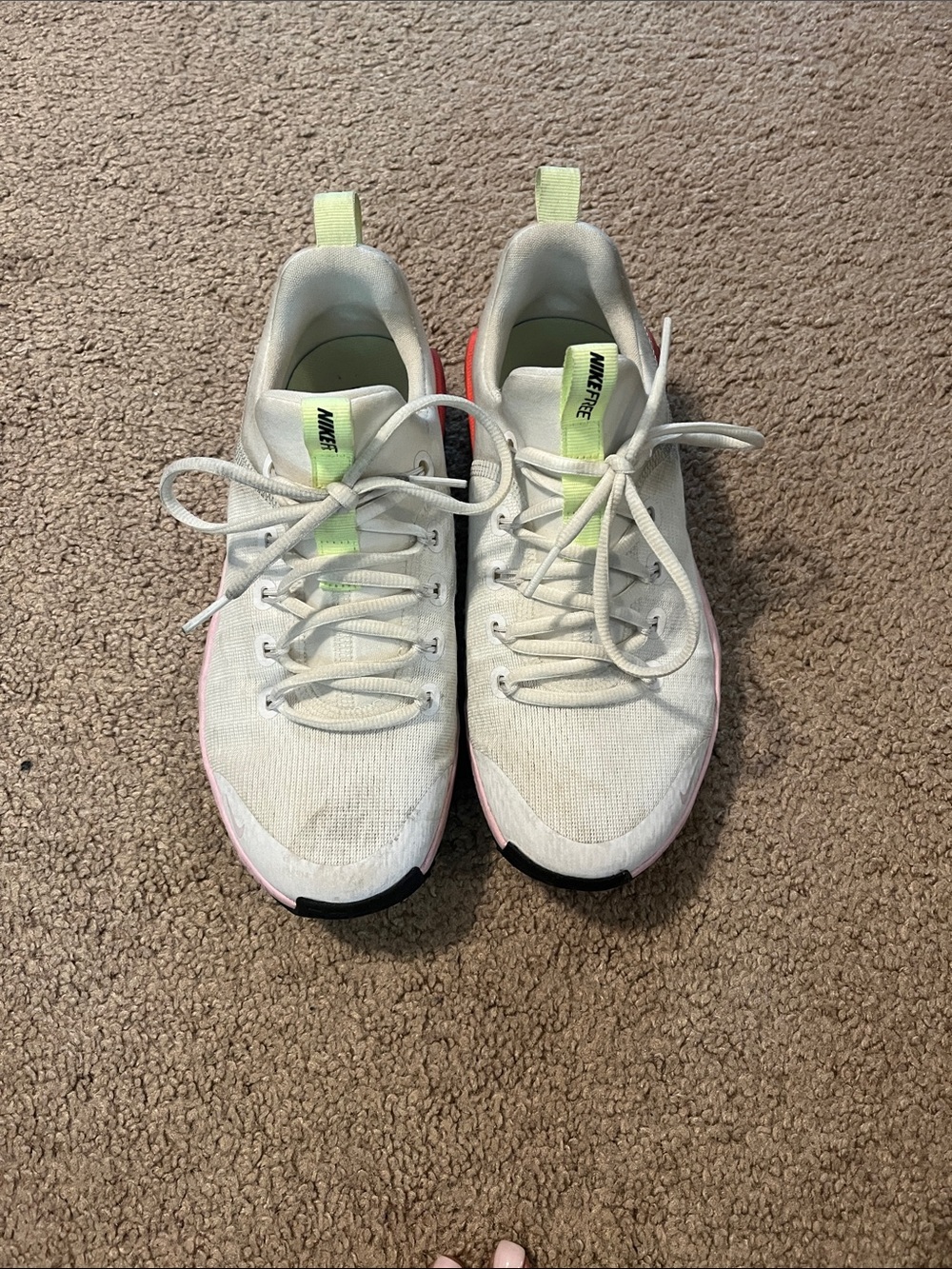 Nike Kids White Sneakers with Neon Yellow Accents